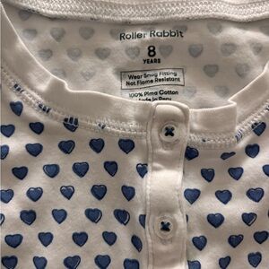 Roller Rabbit White Girls Henley with Blue Heart Print